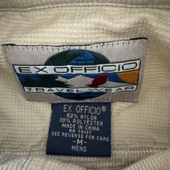 VTG ExOfficio Shirt Mens Medium Button Up Roll Tab Vented Fishing Outdoors NYLON - Picture 4 of 9